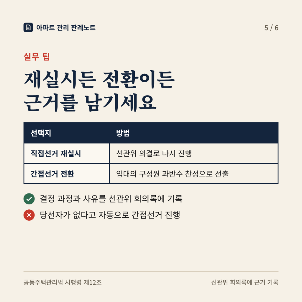 실무 팁: 재실시든 전환이든 근거를 남기세요