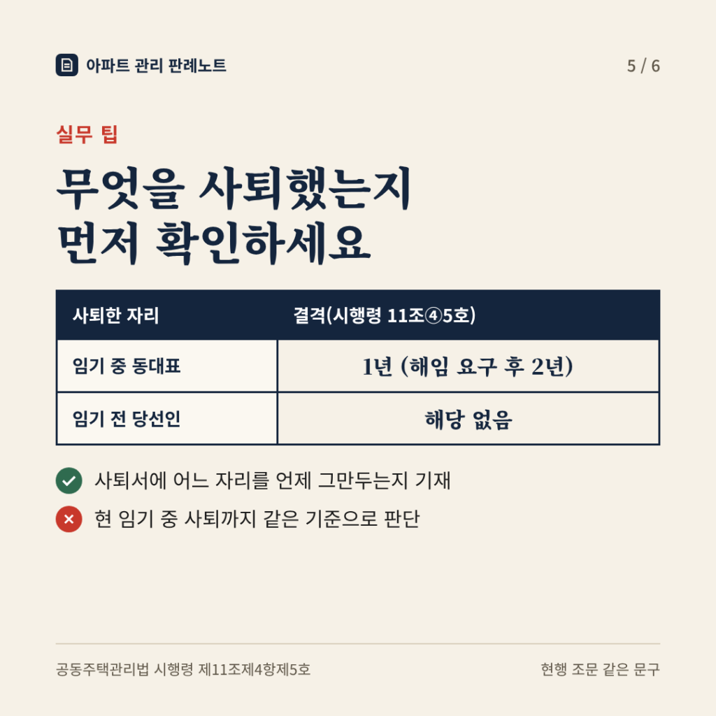 실무 팁: 무엇을 사퇴했는지 먼저 확인하세요