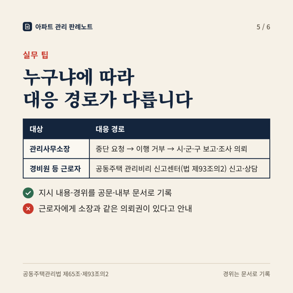 실무 팁: 누구냐에 따라 대응 경로가 다릅니다